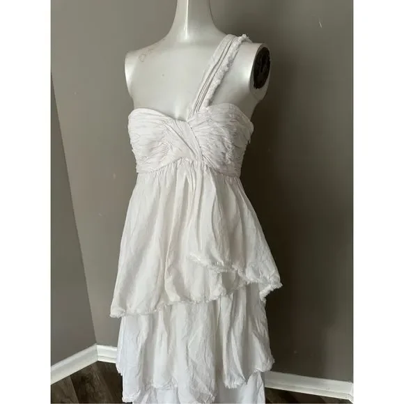 CINQ A SEPT Sori Tiered Cotton One-Shoulder Dress US 0 $465 - Picture 7 of 11